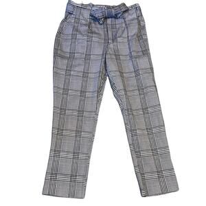 Vylette Black & White Herringbone Plaid Cropped Pants